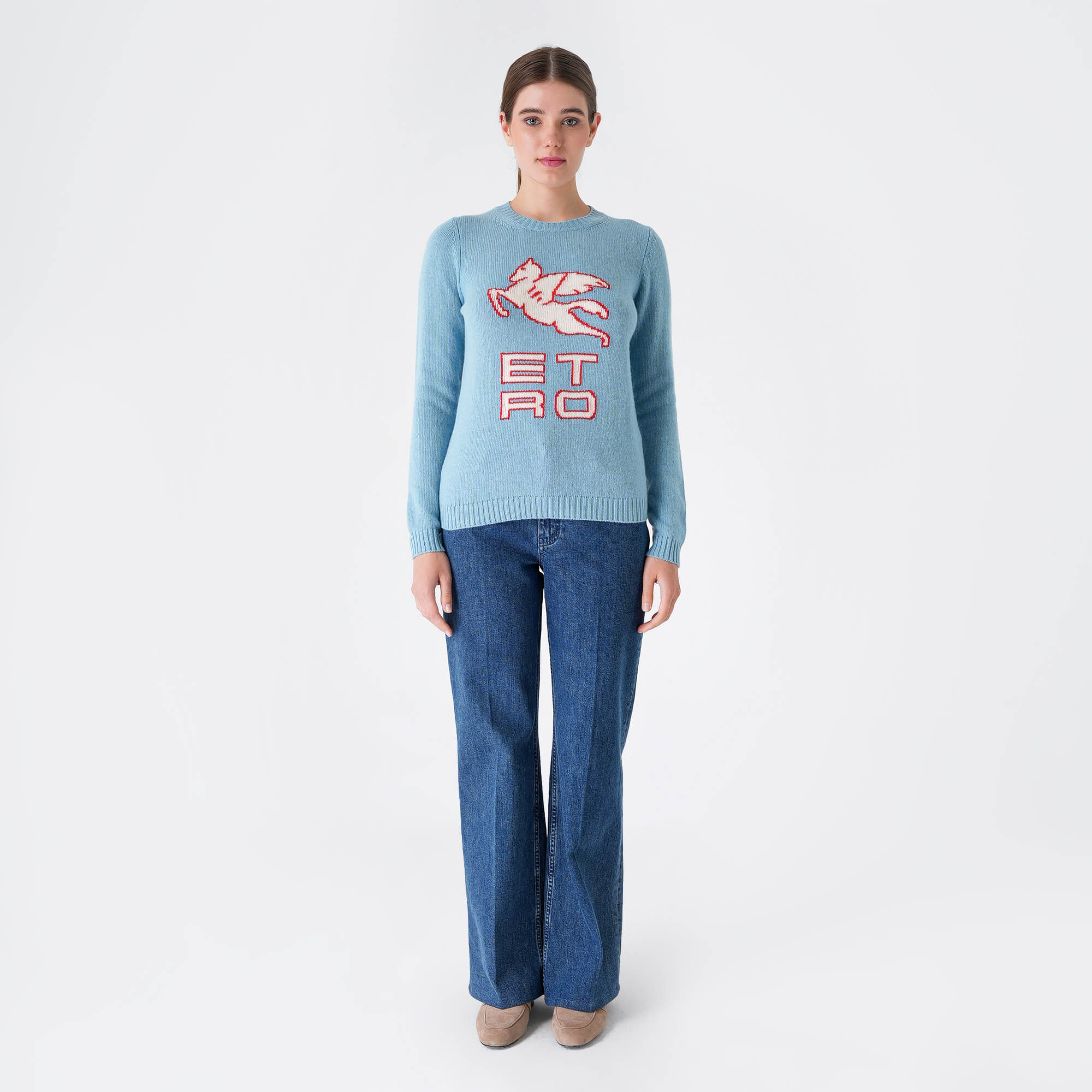 Etro-Blue Wool Icon Logo Sweater